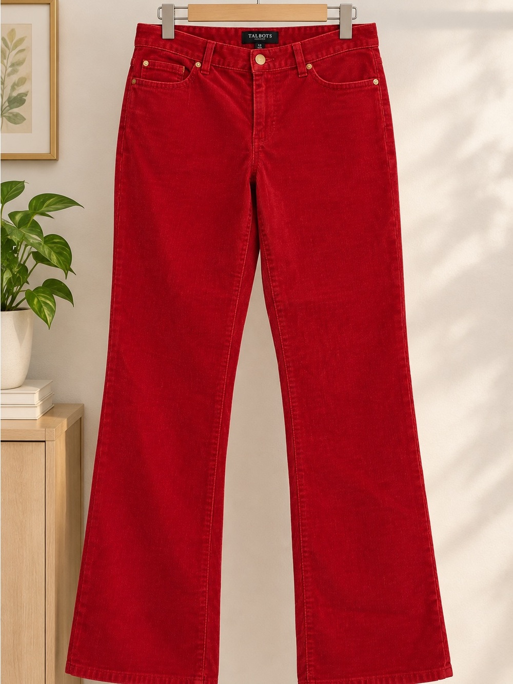 Talbots Red Corduroy Wide-Leg Jeans| 0104
